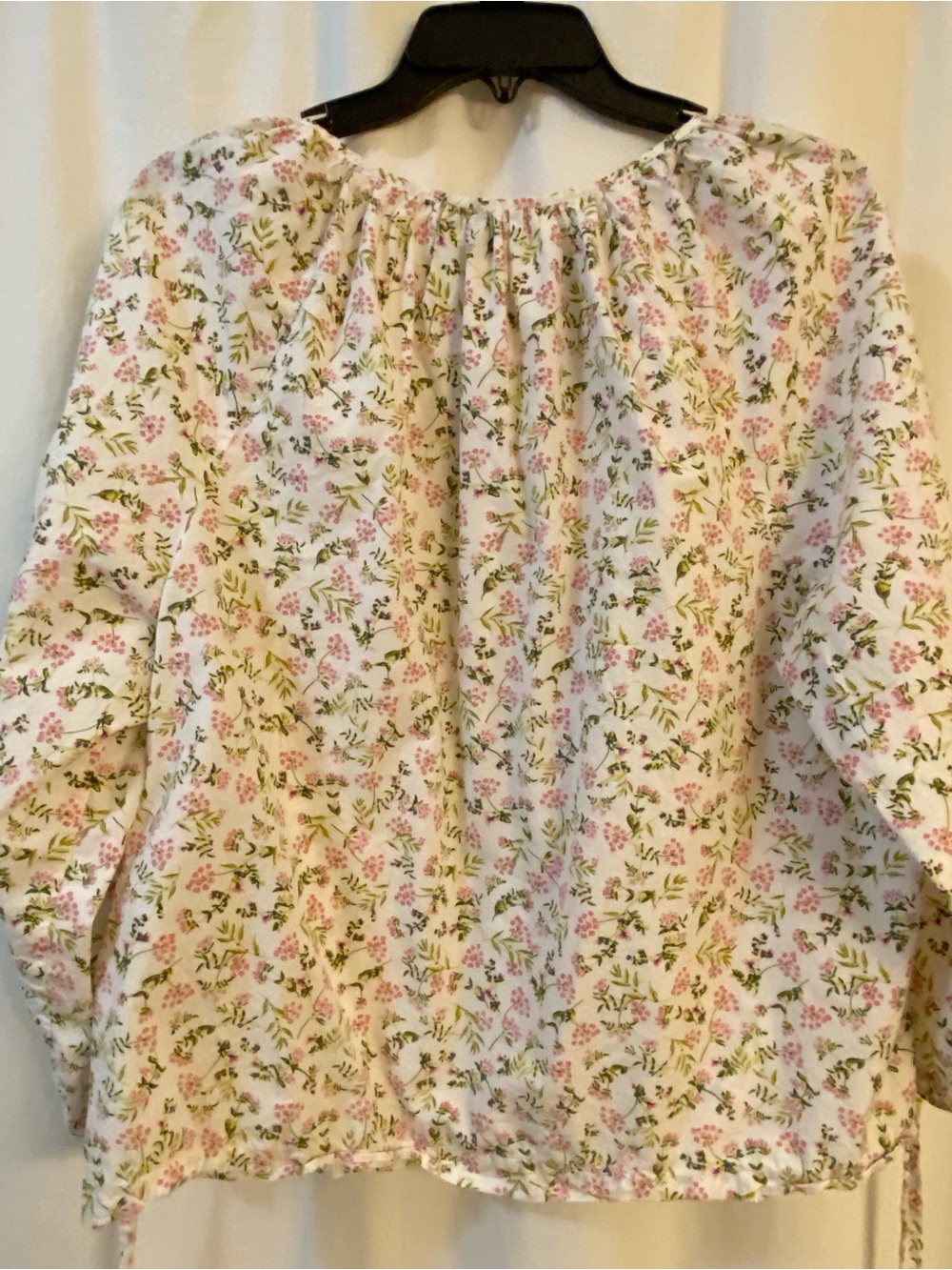 J Crew Button Down Peasant style Top. Flat Collar w/Tie at Top. Size XL. Cotton - Picture 10 of 11
